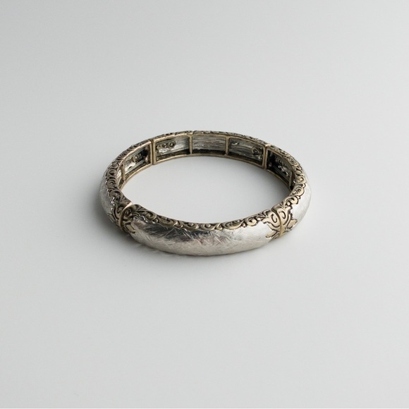 Stackable Stretch Bracelet Gold Beaded Cuff Bangle - Picture 4 of 5